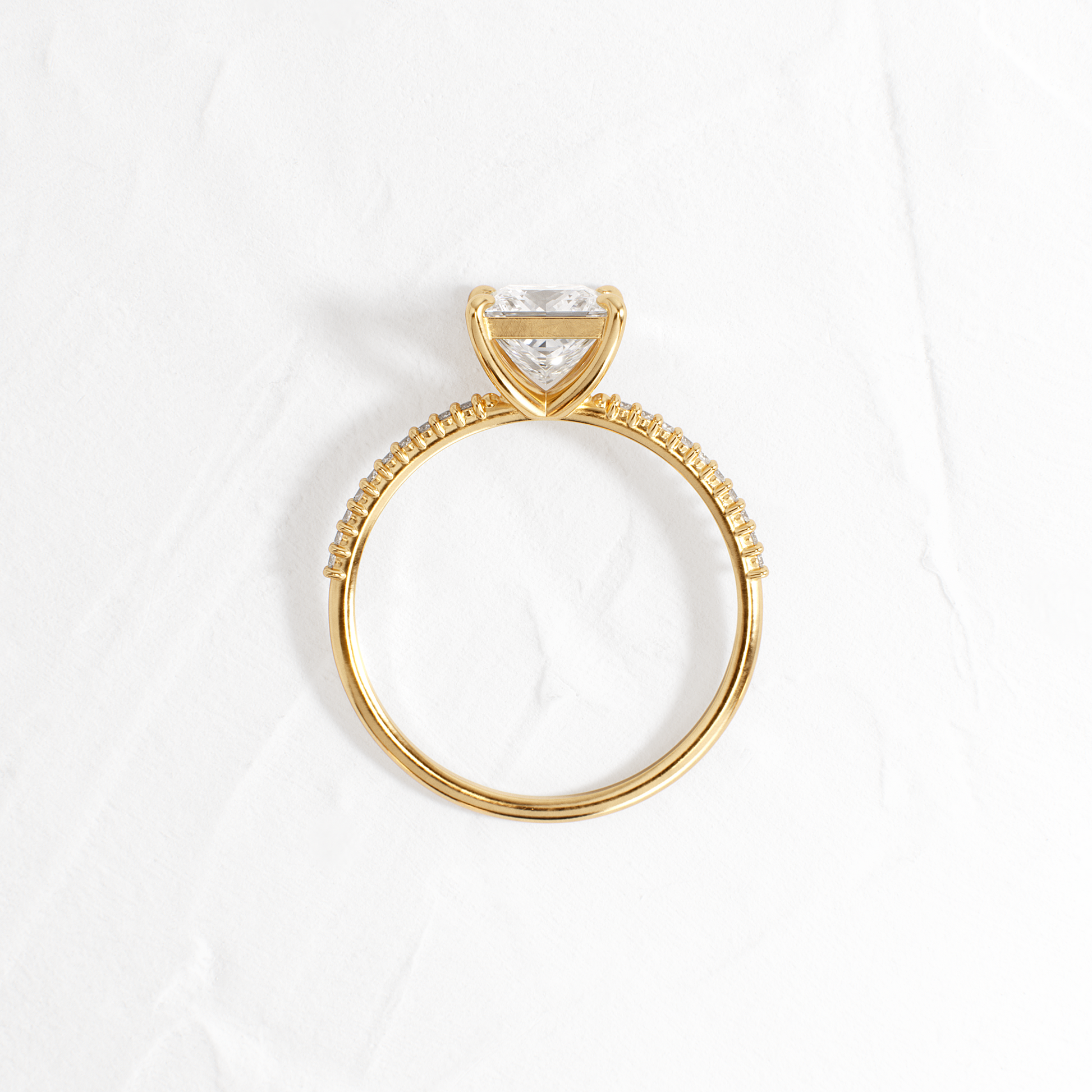 Pave-Princess Lab Grown Diamond Engagement Ring