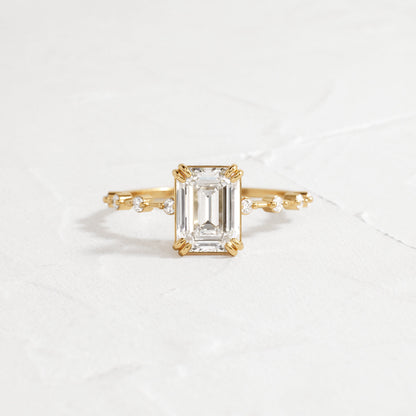 Pave & Double Prong-Emerald Lab Grown Diamond Engagement Ring