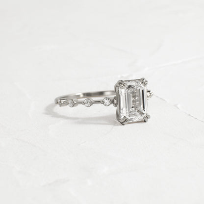 Pave & Double Prong-Emerald Lab Grown Diamond Engagement Ring