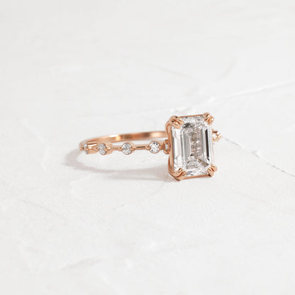 Pave & Double Prong-Emerald Lab Grown Diamond Engagement Ring