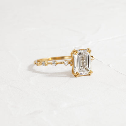 Pave & Double Prong-Emerald Lab Grown Diamond Engagement Ring