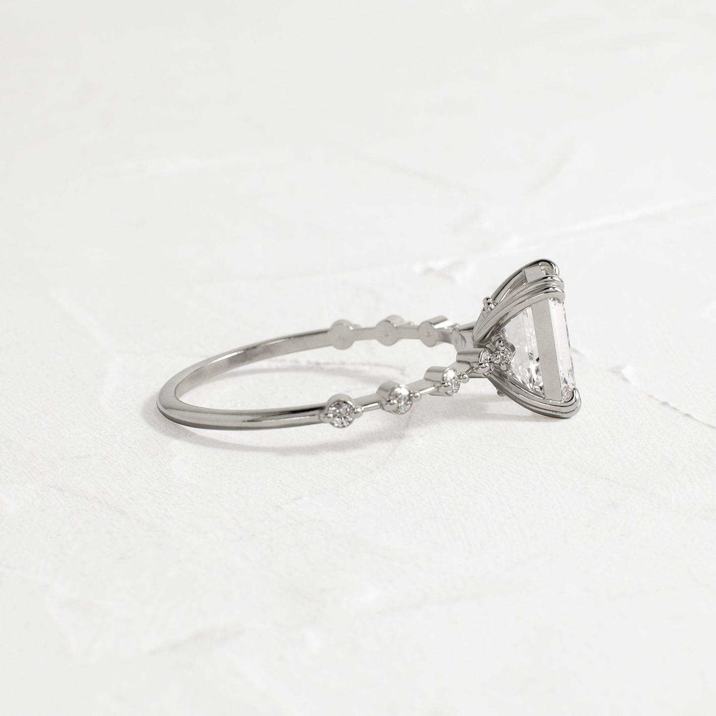Pave & Double Prong-Emerald Lab Grown Diamond Engagement Ring