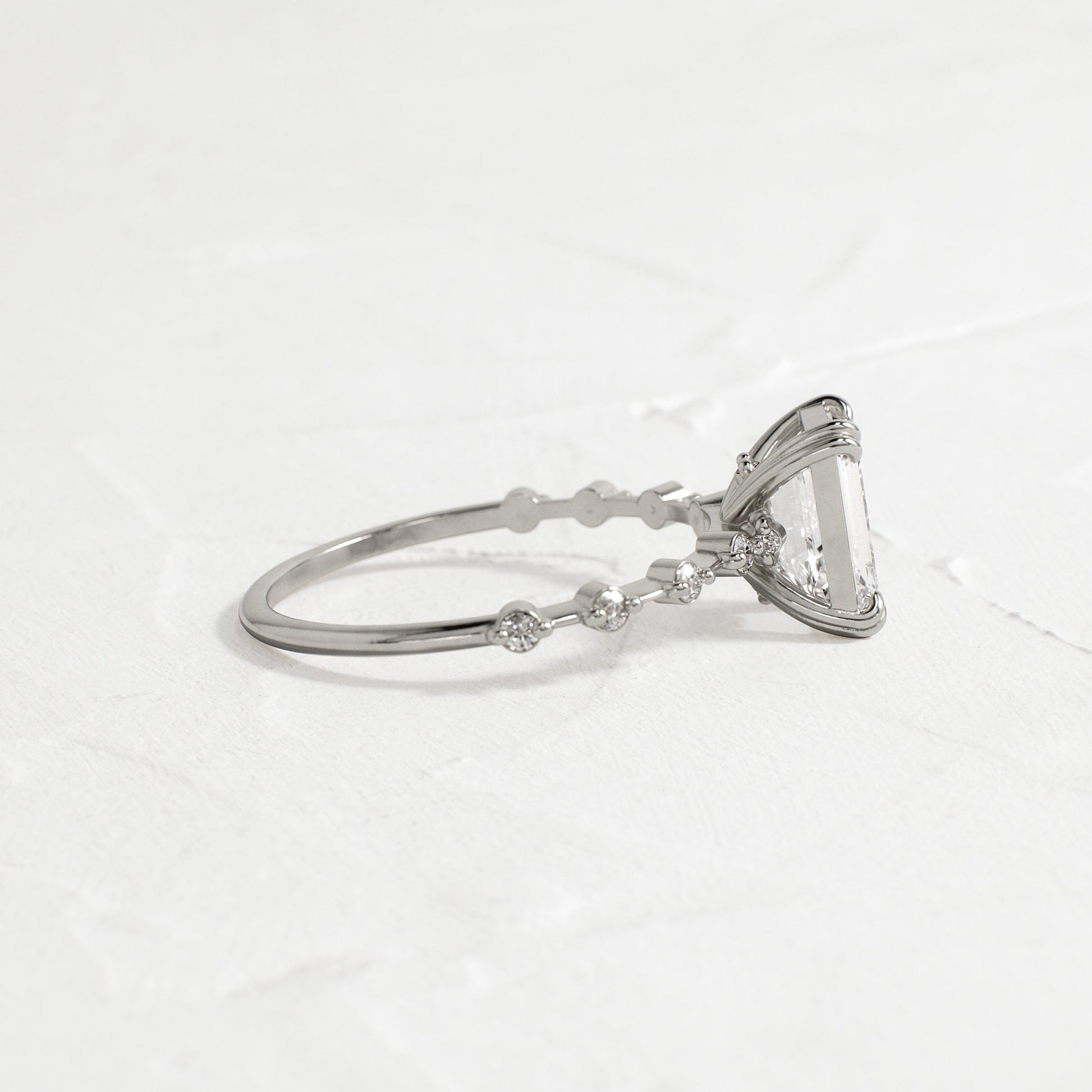 Pave & Double Prong-Emerald Lab Grown Diamond Engagement Ring