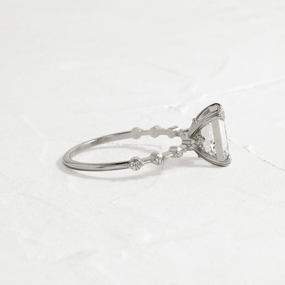 Pave & Double Prong-Emerald Lab Grown Diamond Engagement Ring