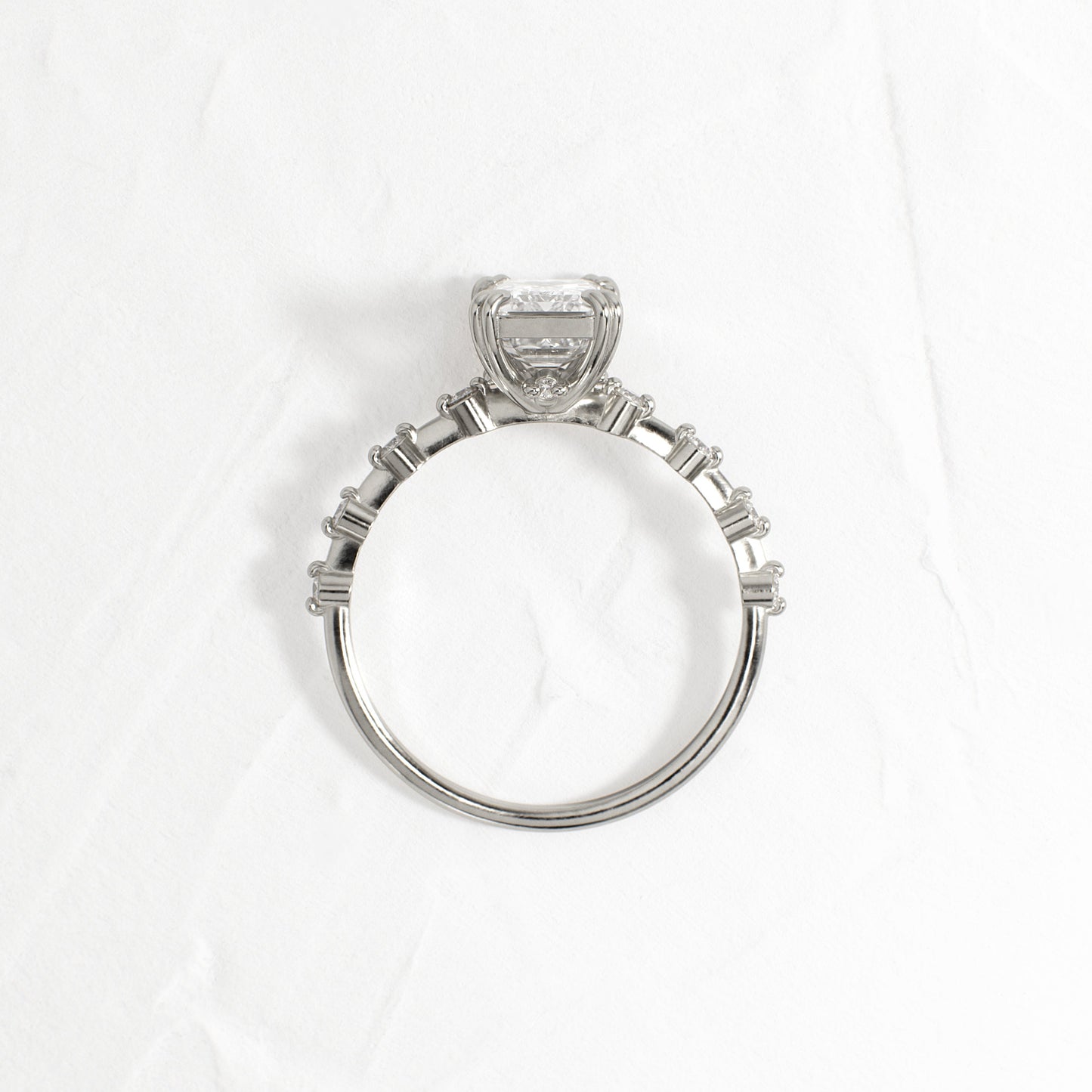 Pave & Double Prong-Emerald Lab Grown Diamond Engagement Ring