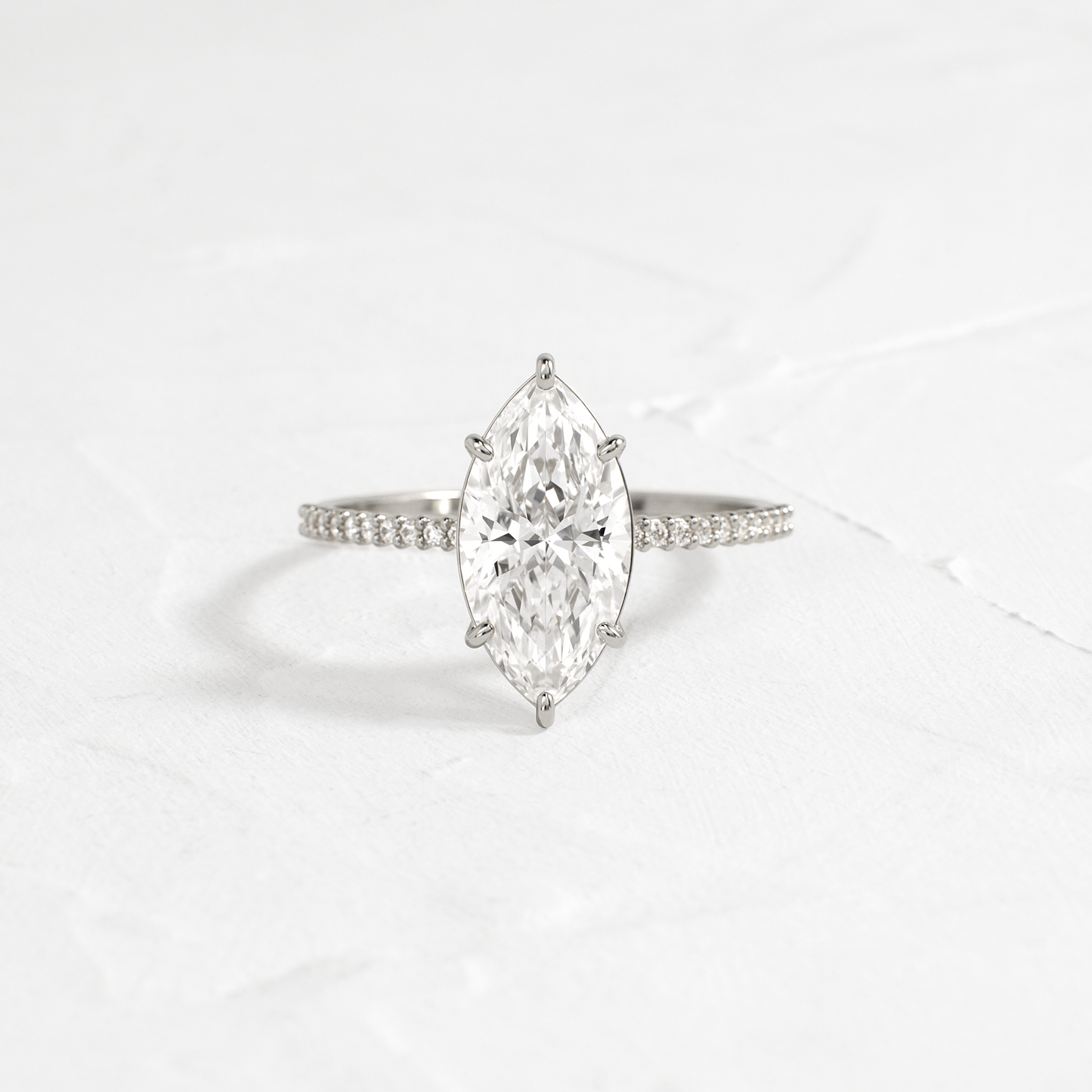 Pave-Marquise Lab Grown Diamond Engagement Ring