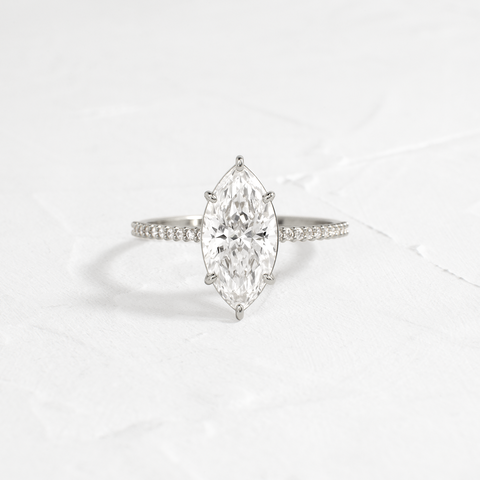 Pave-Marquise Lab Grown Diamond Engagement Ring