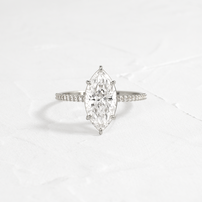 Pave-Marquise Lab Grown Diamond Engagement Ring