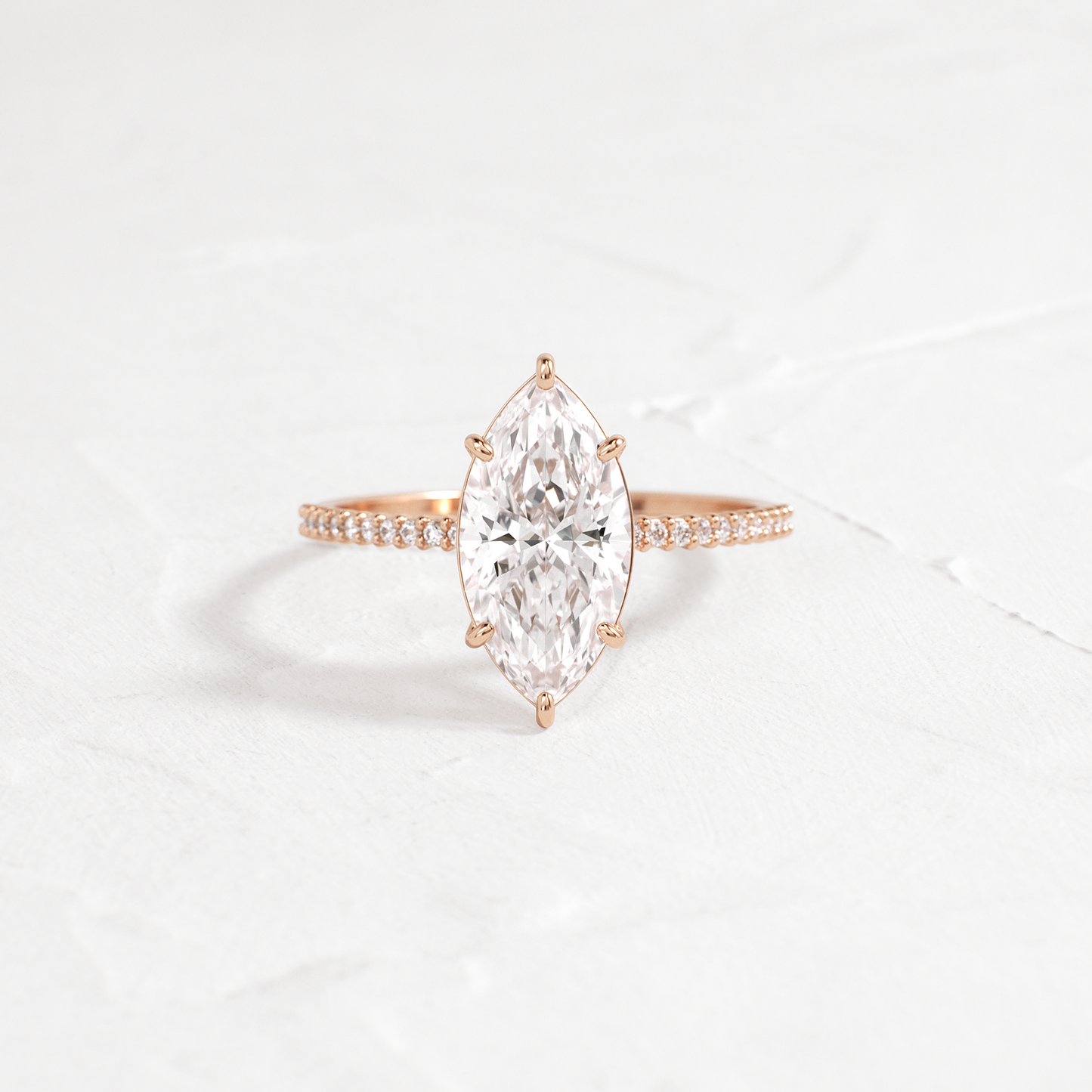 Pave-Marquise Lab Grown Diamond Engagement Ring