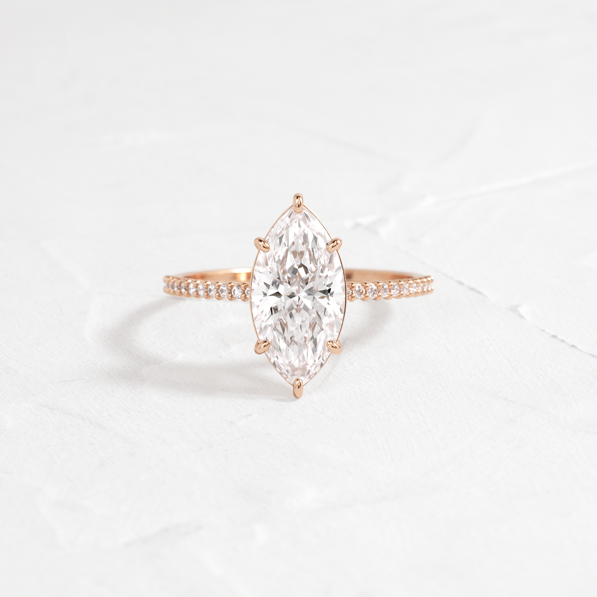 Pave-Marquise Lab Grown Diamond Engagement Ring