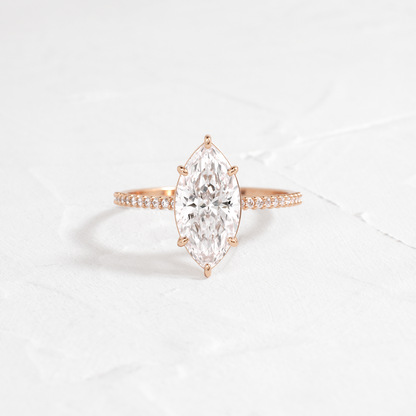 Pave-Marquise Lab Grown Diamond Engagement Ring
