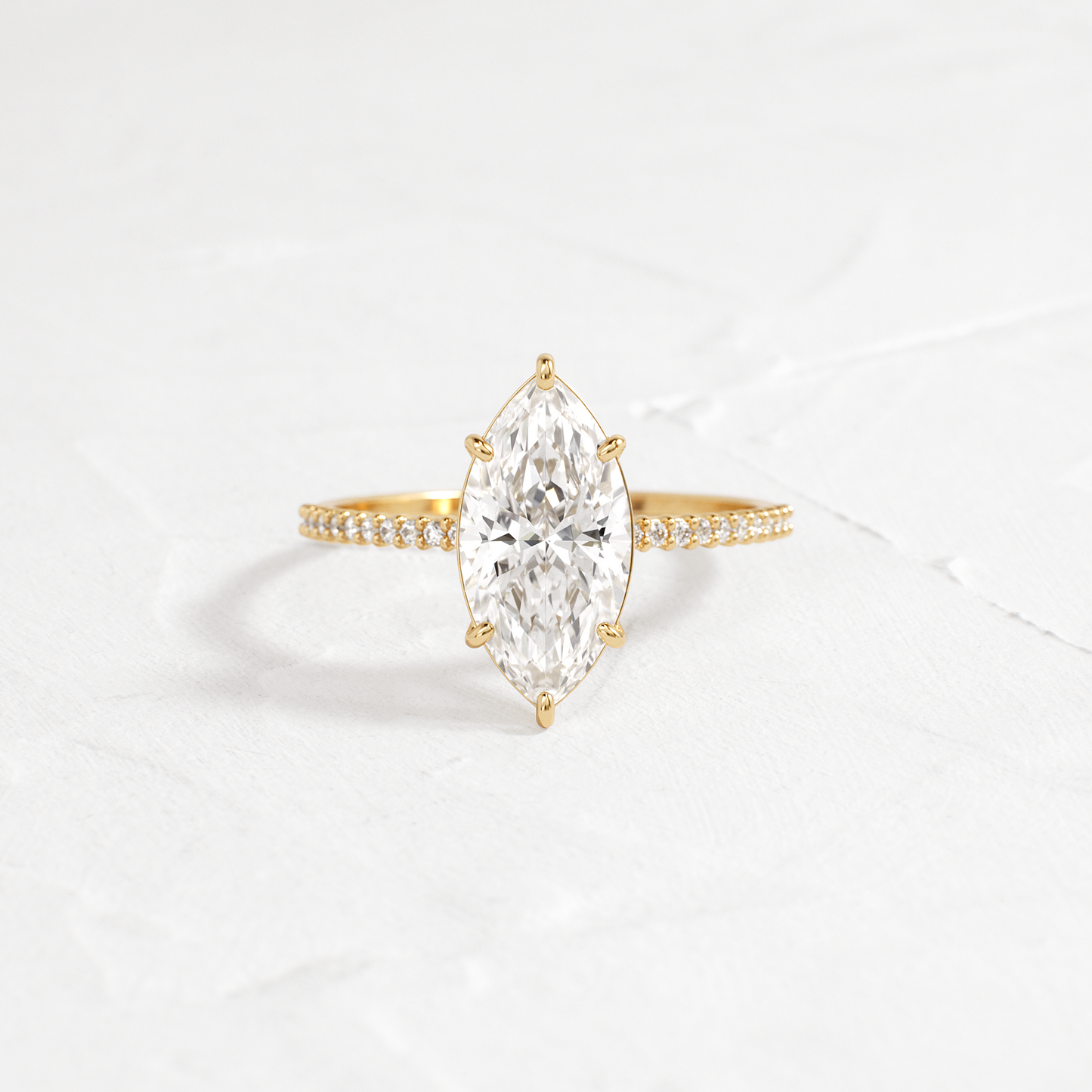 Pave-Marquise Lab Grown Diamond Engagement Ring