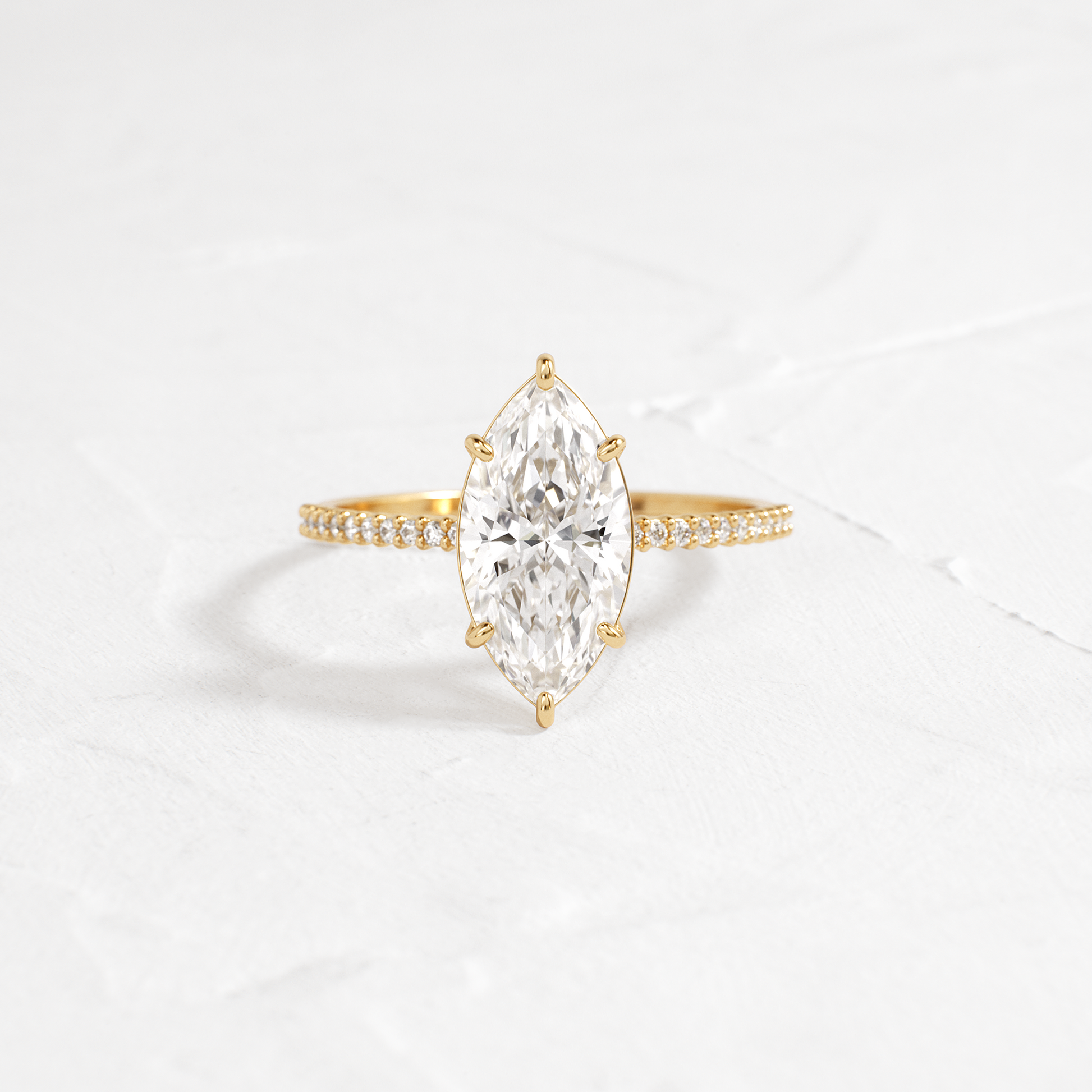 Pave-Marquise Lab Grown Diamond Engagement Ring