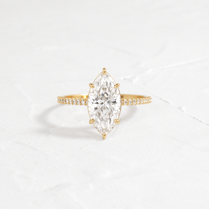 Pave-Marquise Lab Grown Diamond Engagement Ring