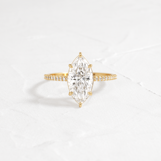 Pave-Marquise Lab Grown Diamond Engagement Ring