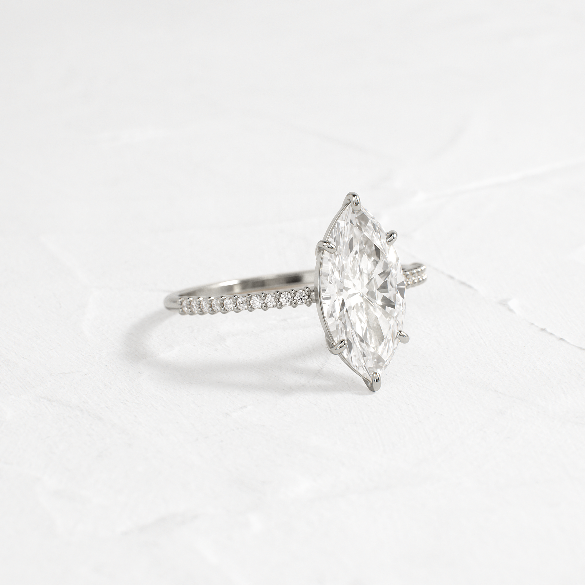 Pave-Marquise Lab Grown Diamond Engagement Ring