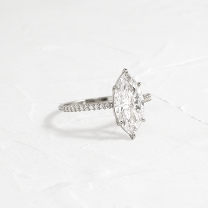 Pave-Marquise Lab Grown Diamond Engagement Ring