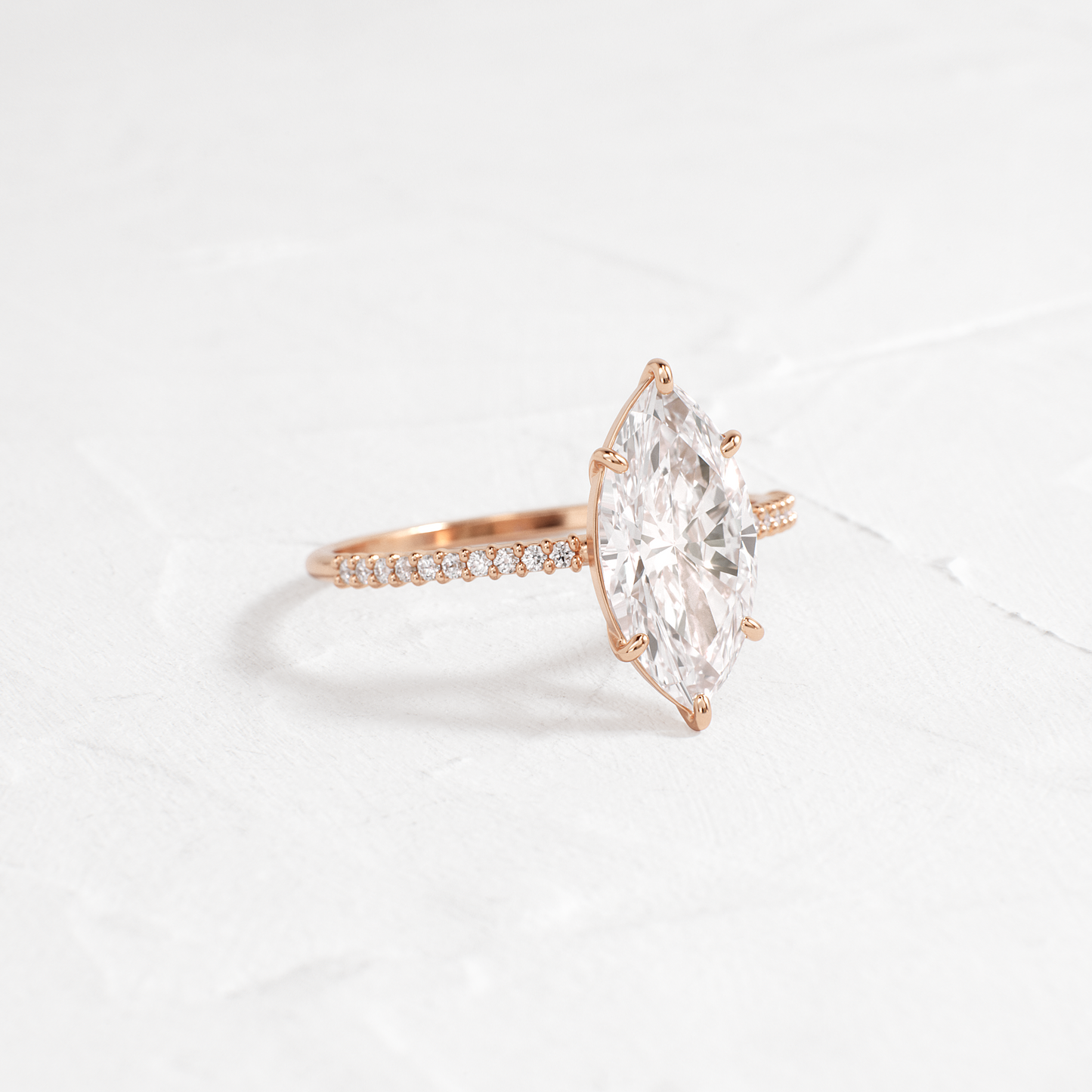 Pave-Marquise Lab Grown Diamond Engagement Ring