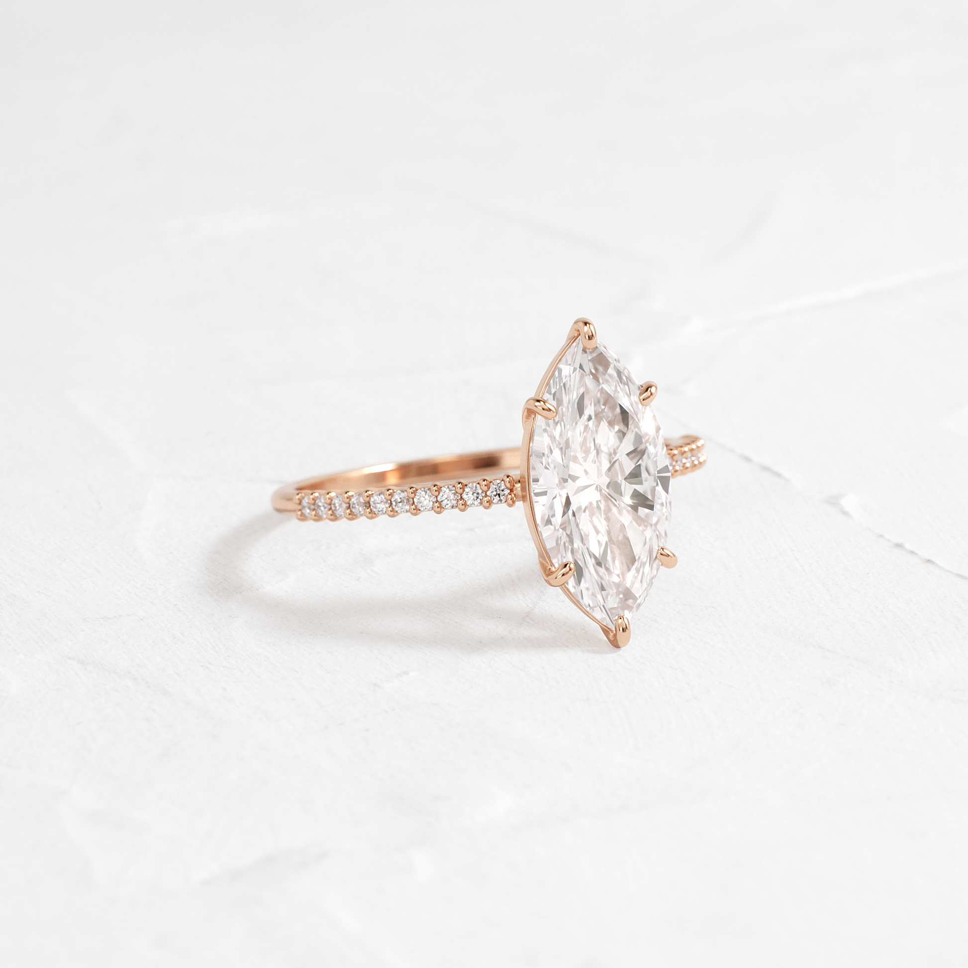 Pave-Marquise Lab Grown Diamond Engagement Ring