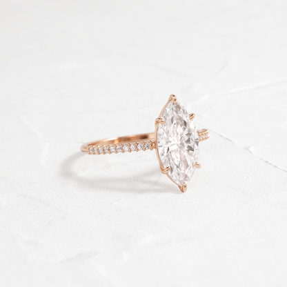 Pave-Marquise Lab Grown Diamond Engagement Ring
