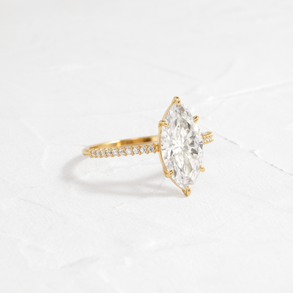 Pave-Marquise Lab Grown Diamond Engagement Ring