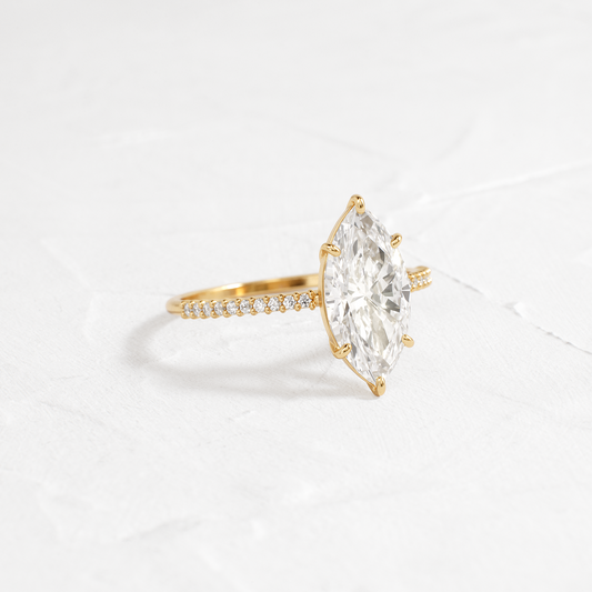 Pave-Marquise Lab Grown Diamond Engagement Ring