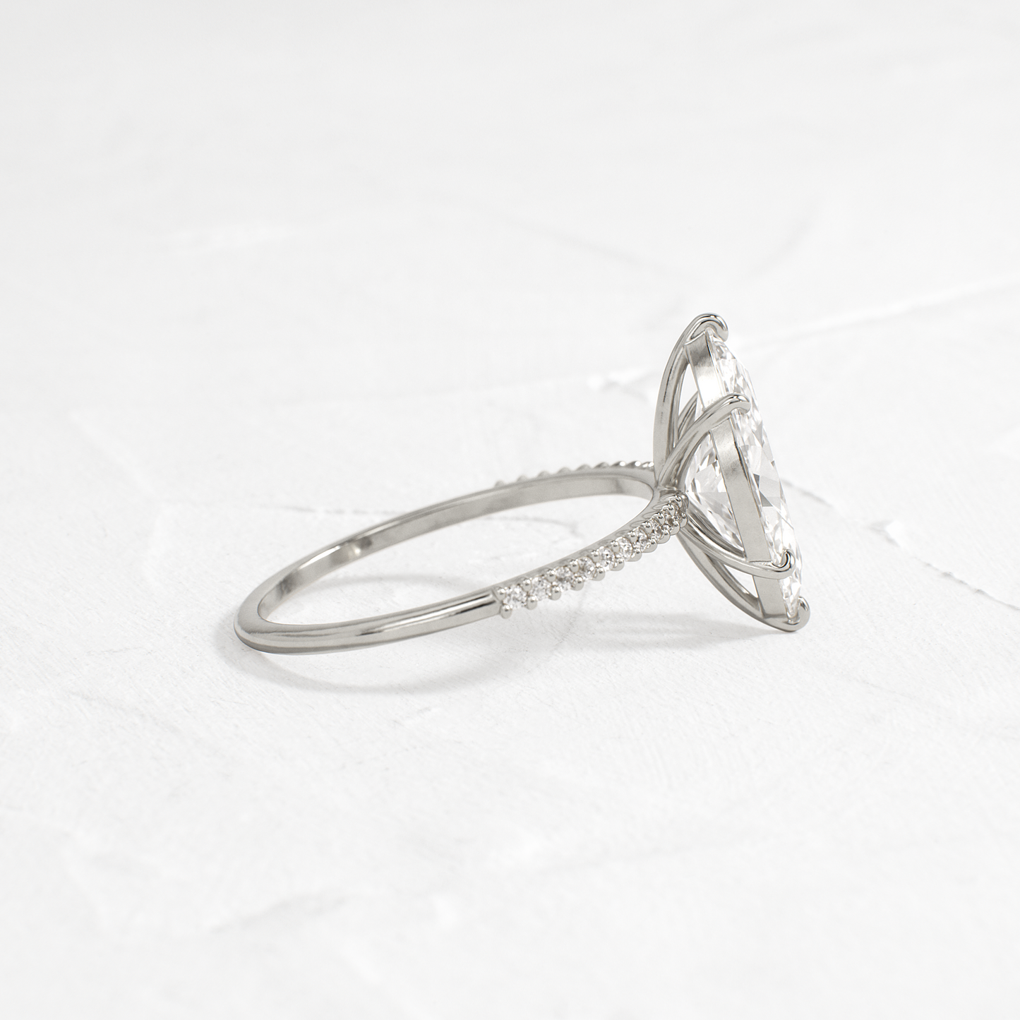 Pave-Marquise Lab Grown Diamond Engagement Ring