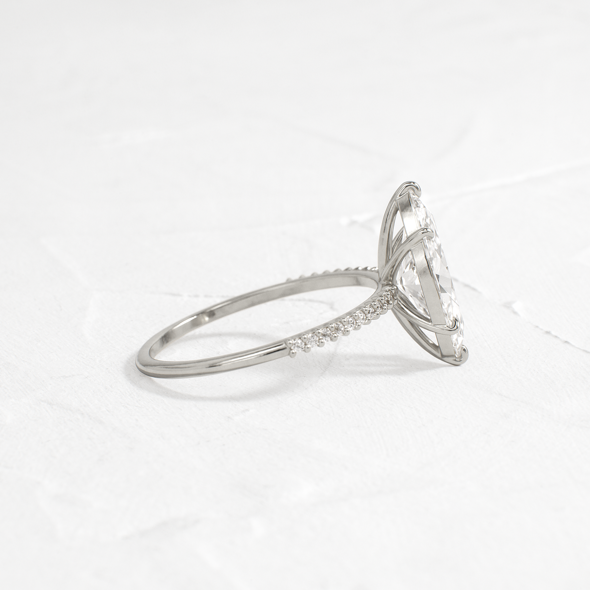 Pave-Marquise Lab Grown Diamond Engagement Ring
