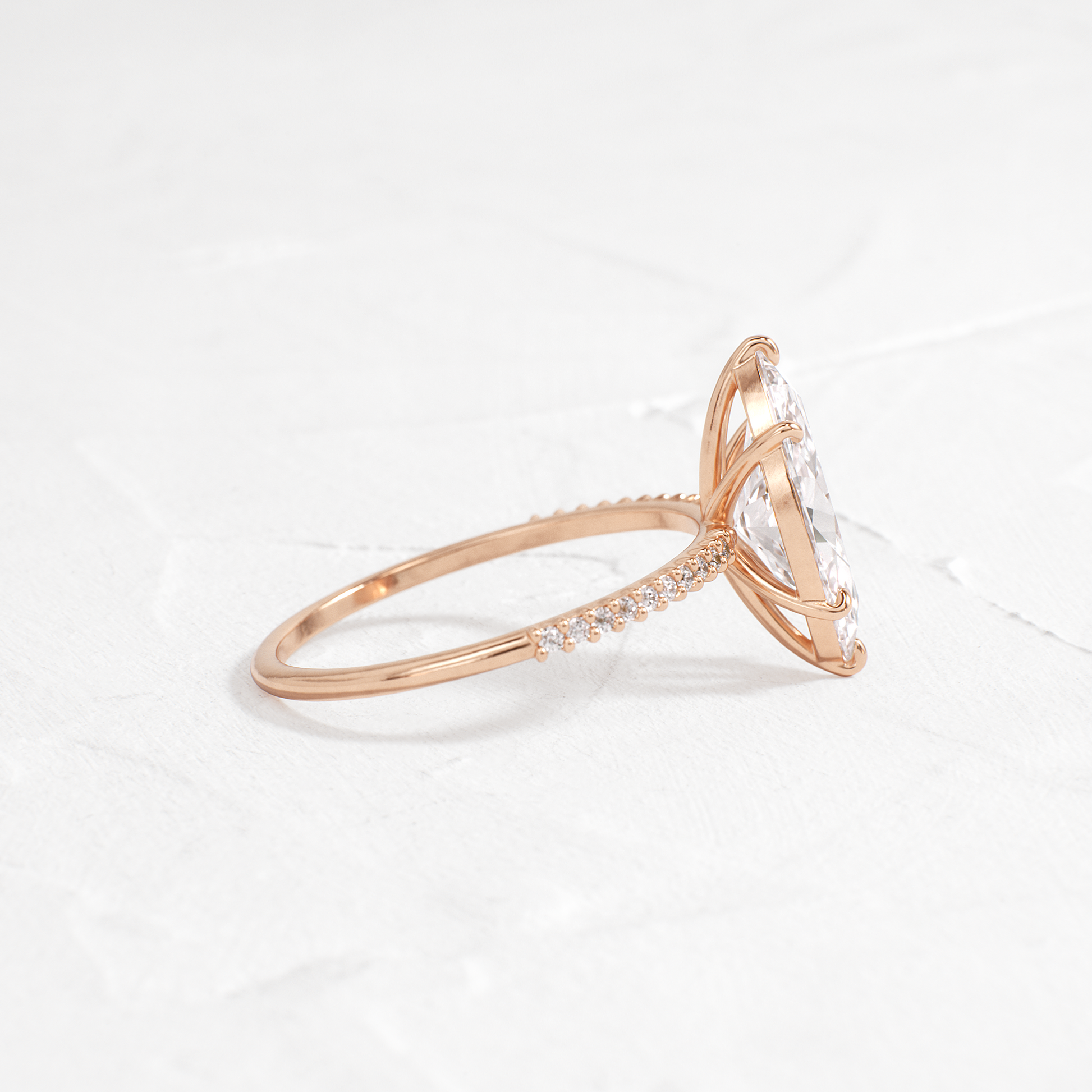 Pave-Marquise Lab Grown Diamond Engagement Ring