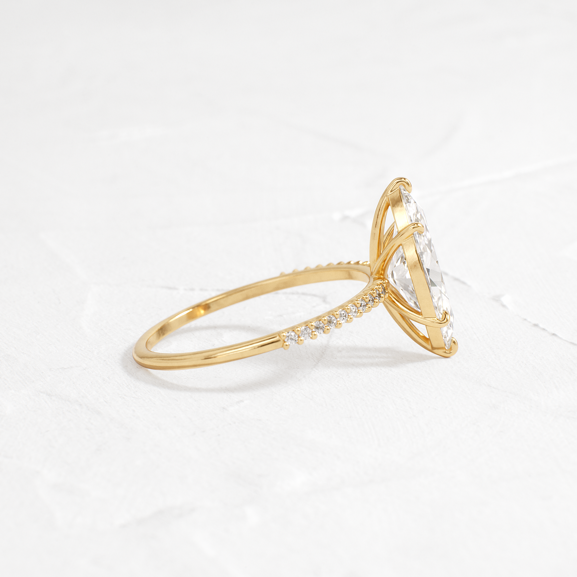 Pave-Marquise Lab Grown Diamond Engagement Ring
