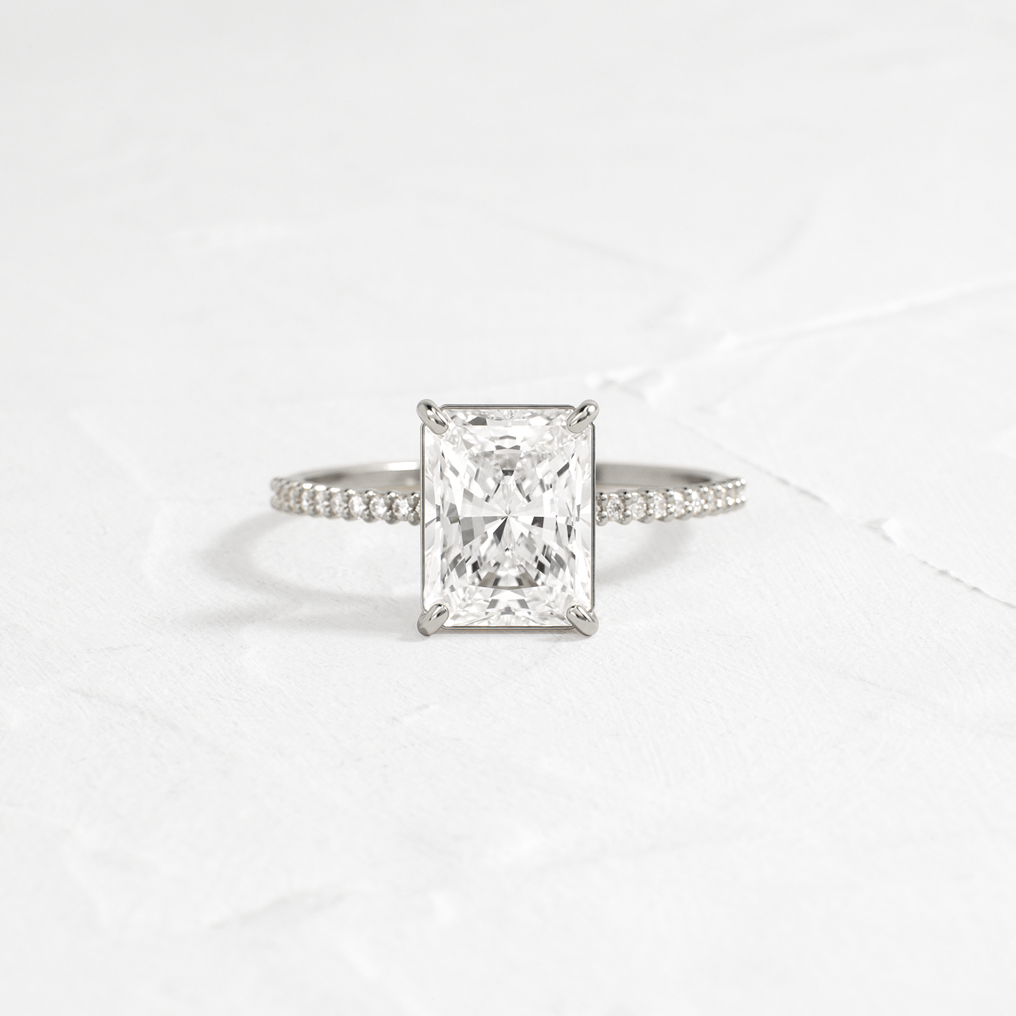 Pave-Radiant Lab Grown Diamond Engagement Ring