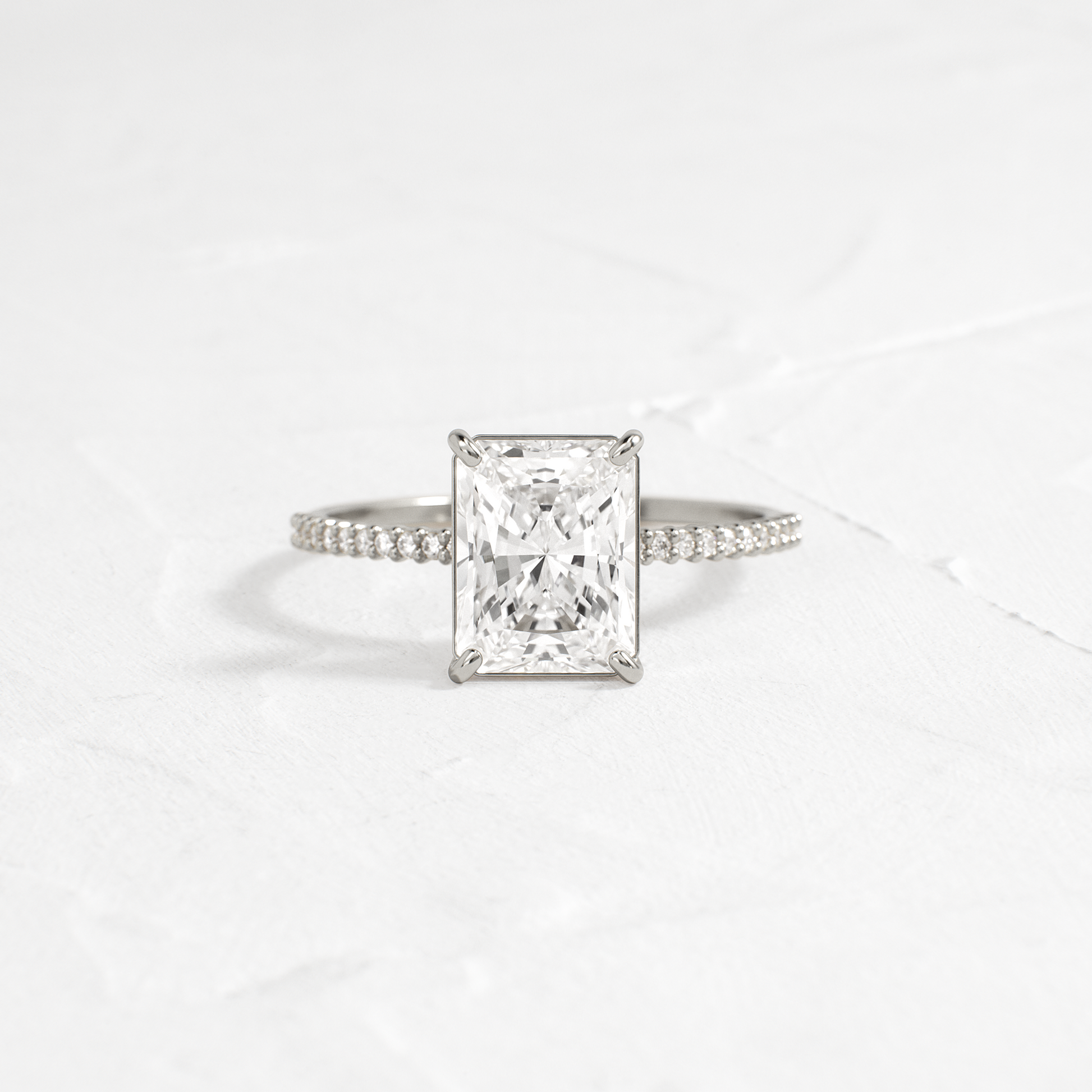 Pave-Radiant Lab Grown Diamond Engagement Ring