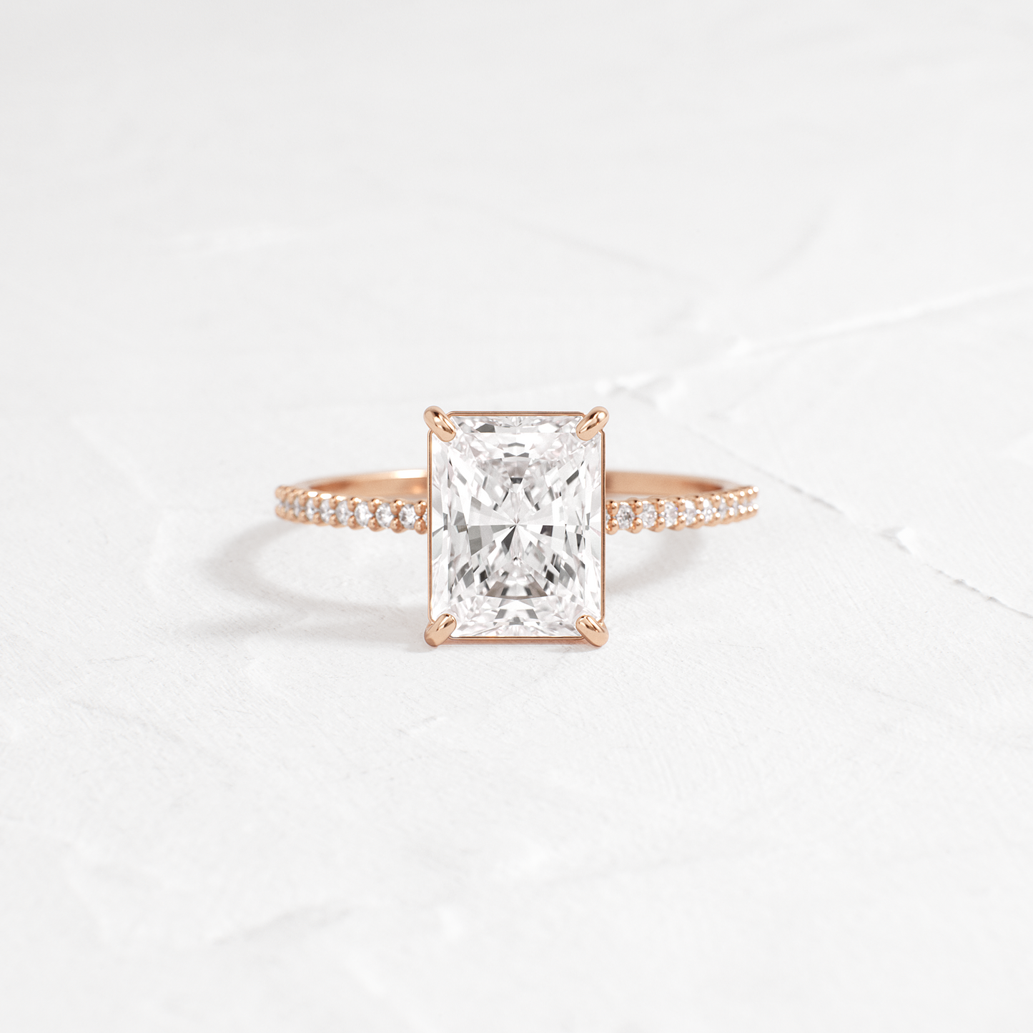 Pave-Radiant Lab Grown Diamond Engagement Ring