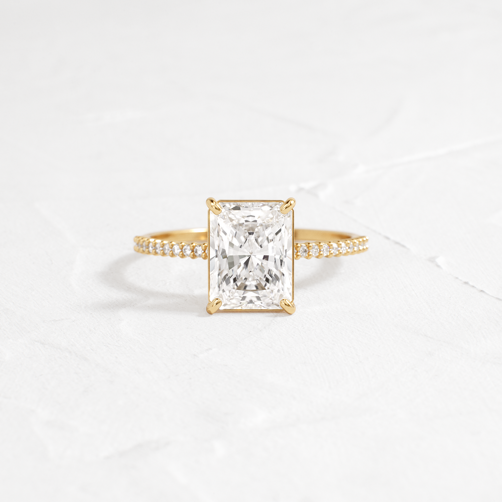 Pave-Radiant Lab Grown Diamond Engagement Ring