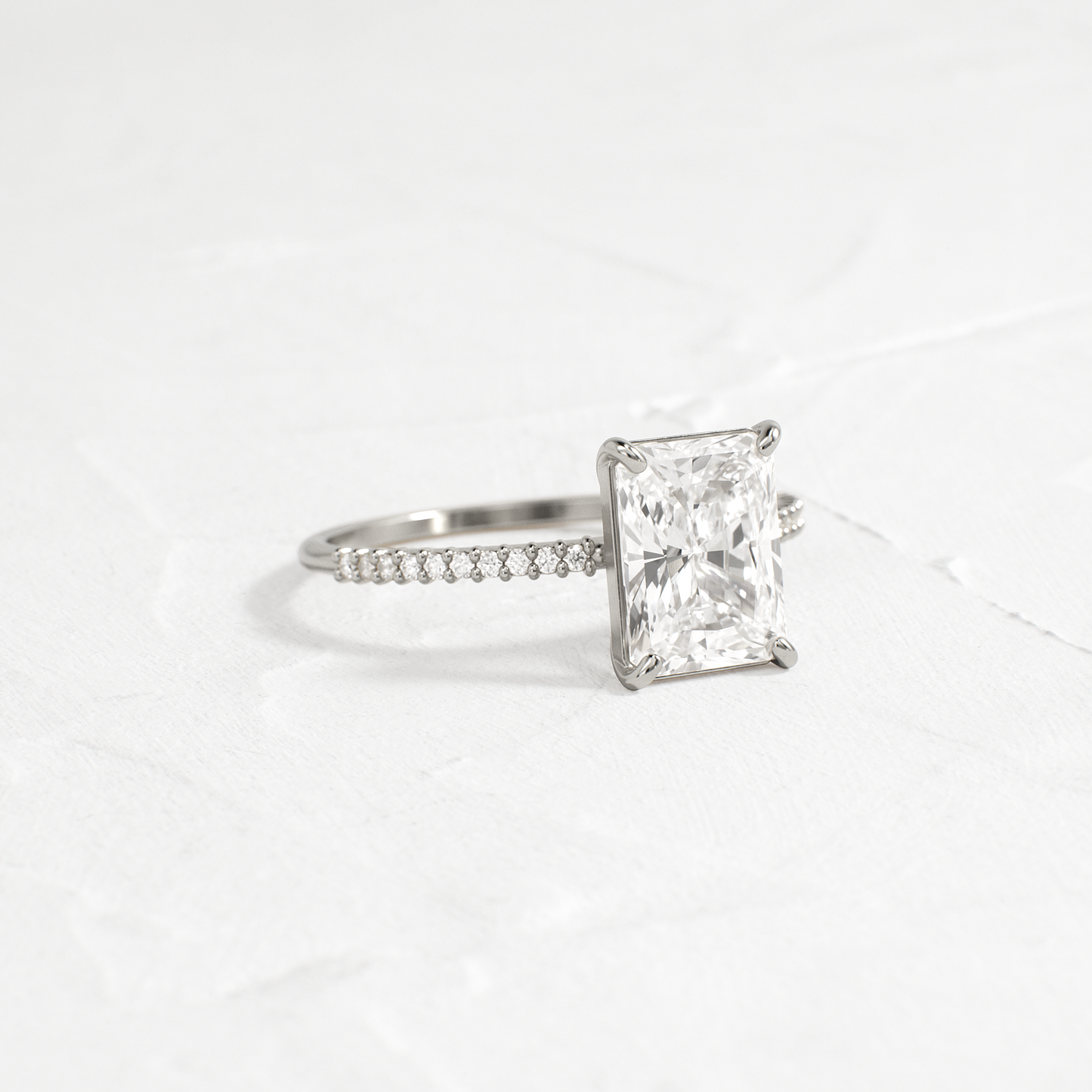 Pave-Radiant Lab Grown Diamond Engagement Ring