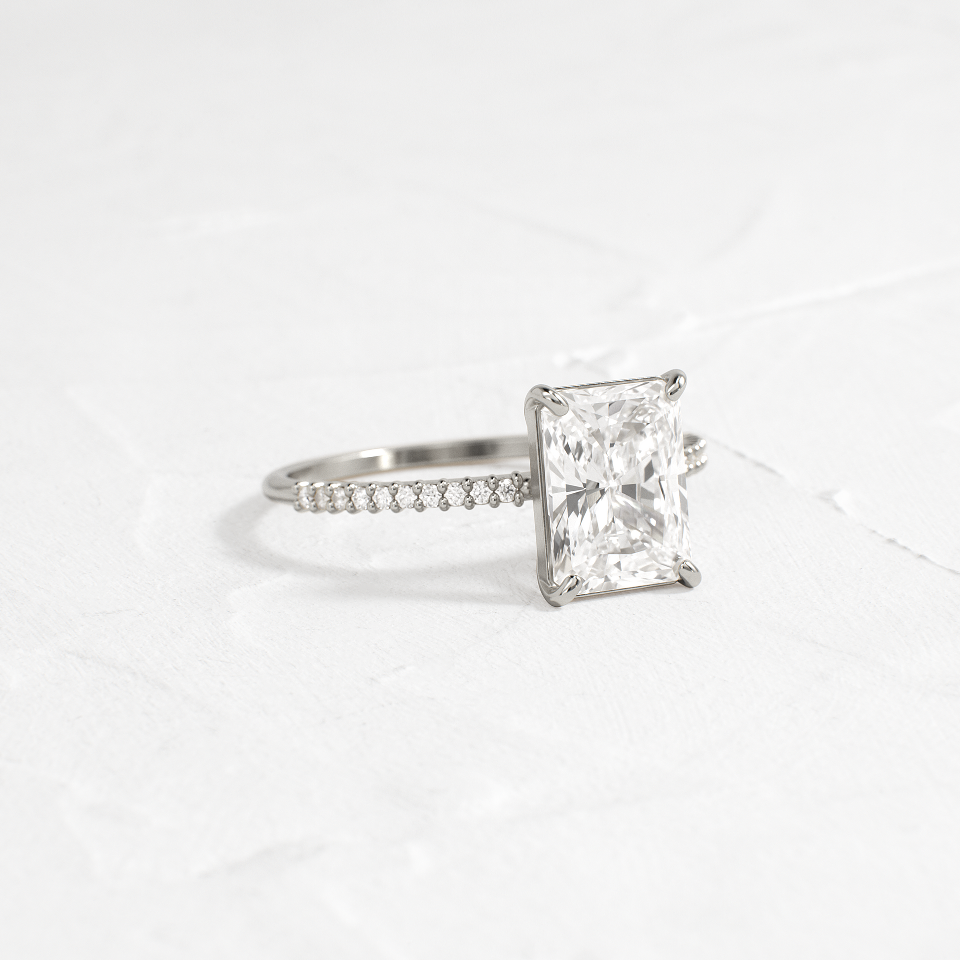 Pave-Radiant Lab Grown Diamond Engagement Ring