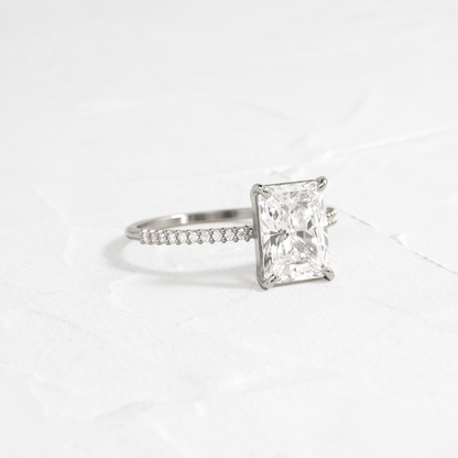 Pave-Radiant Lab Grown Diamond Engagement Ring
