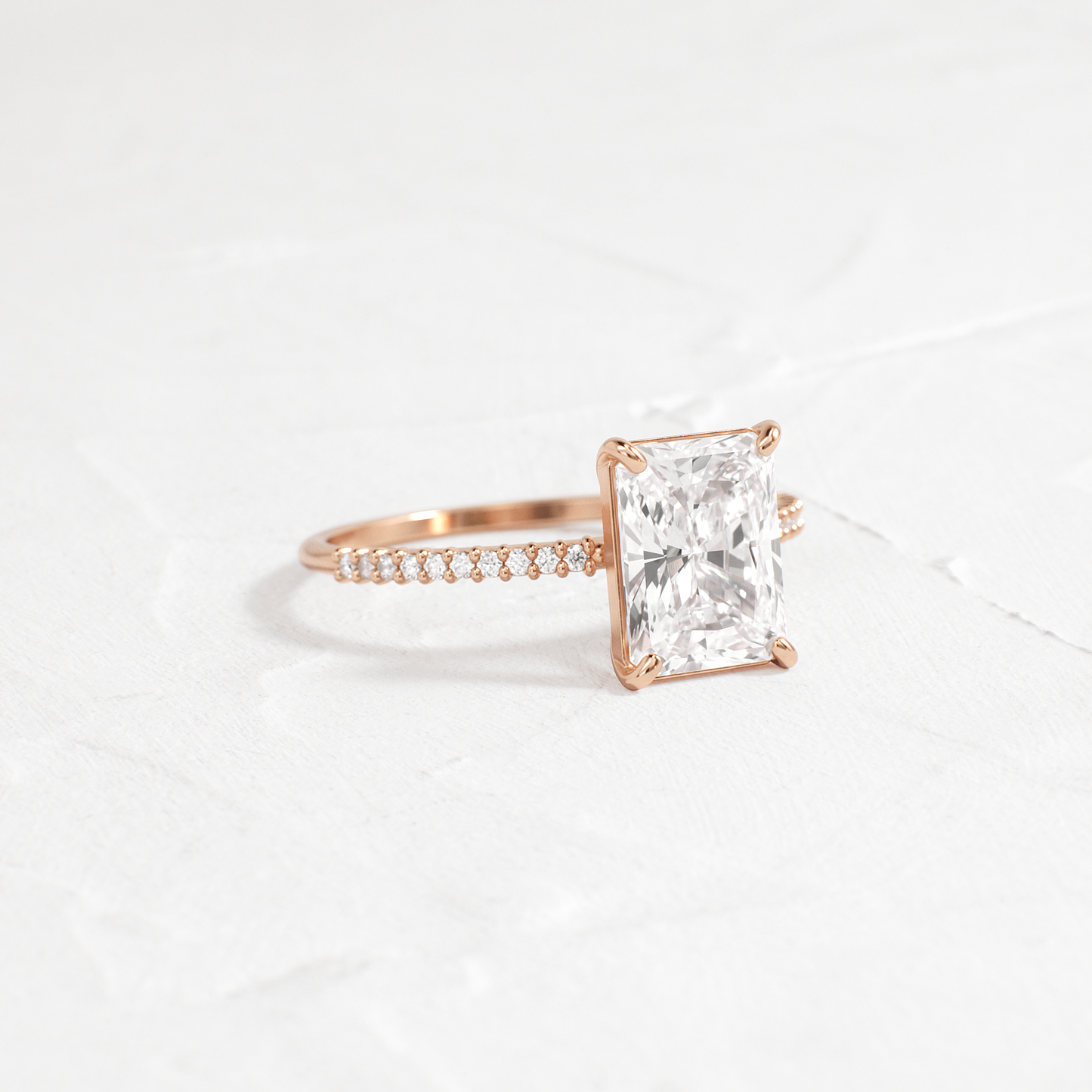 Pave-Radiant Lab Grown Diamond Engagement Ring
