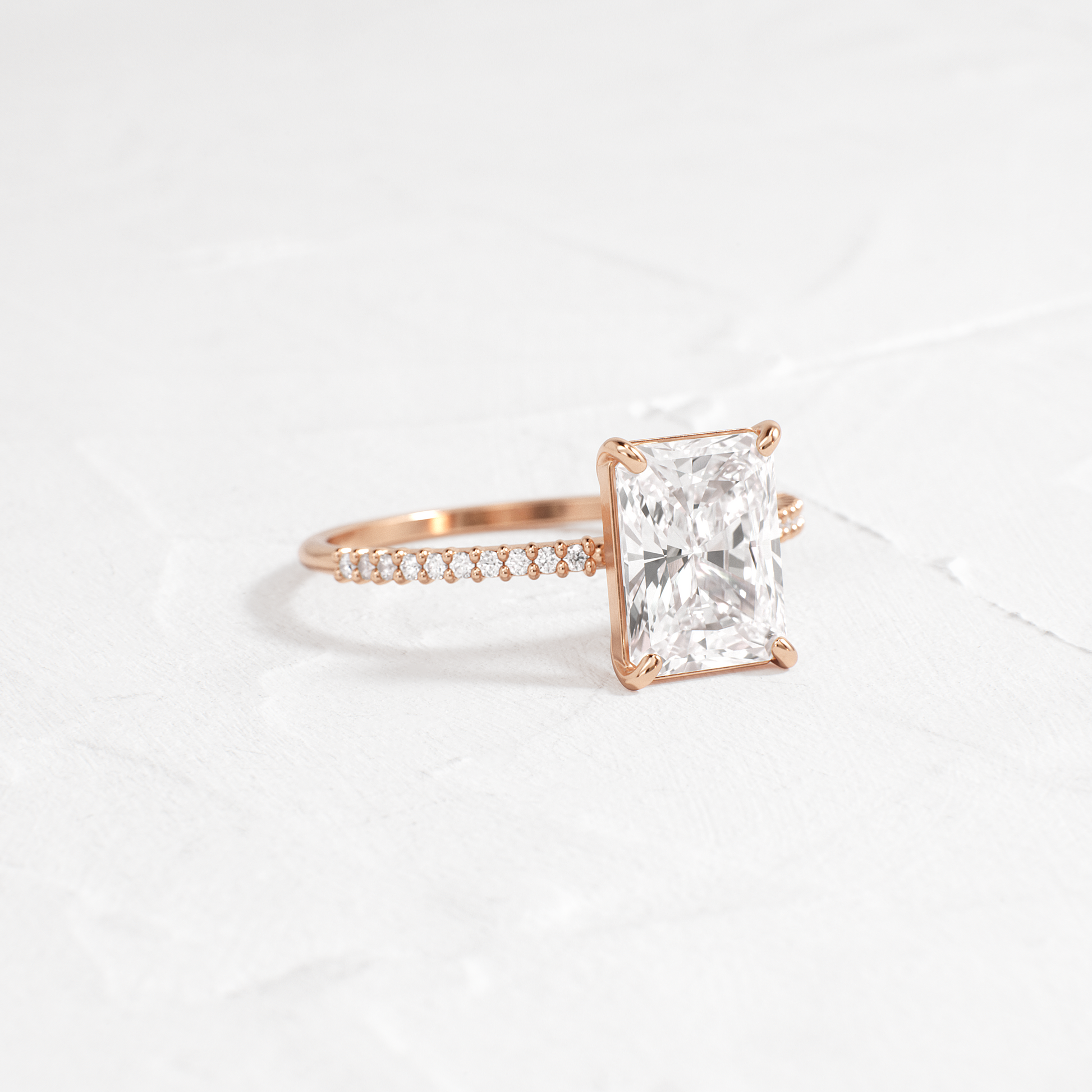 Pave-Radiant Lab Grown Diamond Engagement Ring