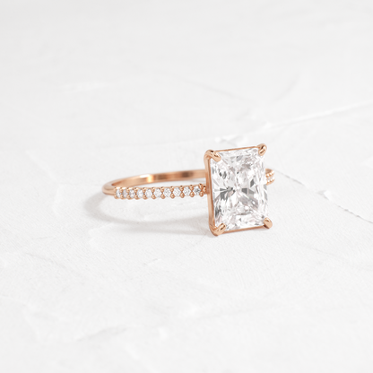 Pave-Radiant Lab Grown Diamond Engagement Ring