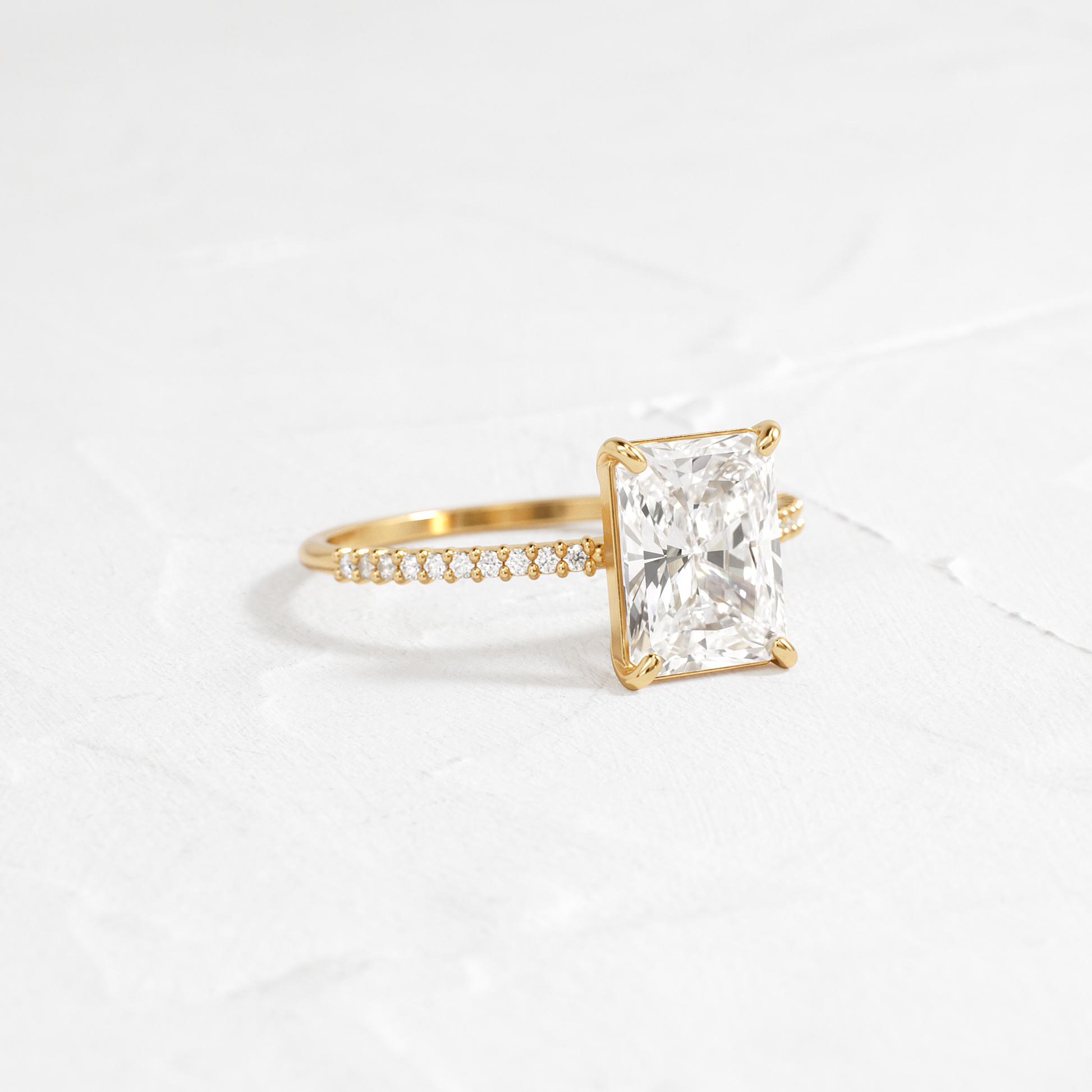 Pave-Radiant Lab Grown Diamond Engagement Ring