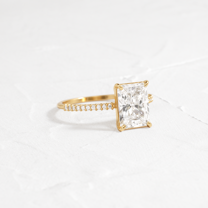 Pave-Radiant Lab Grown Diamond Engagement Ring