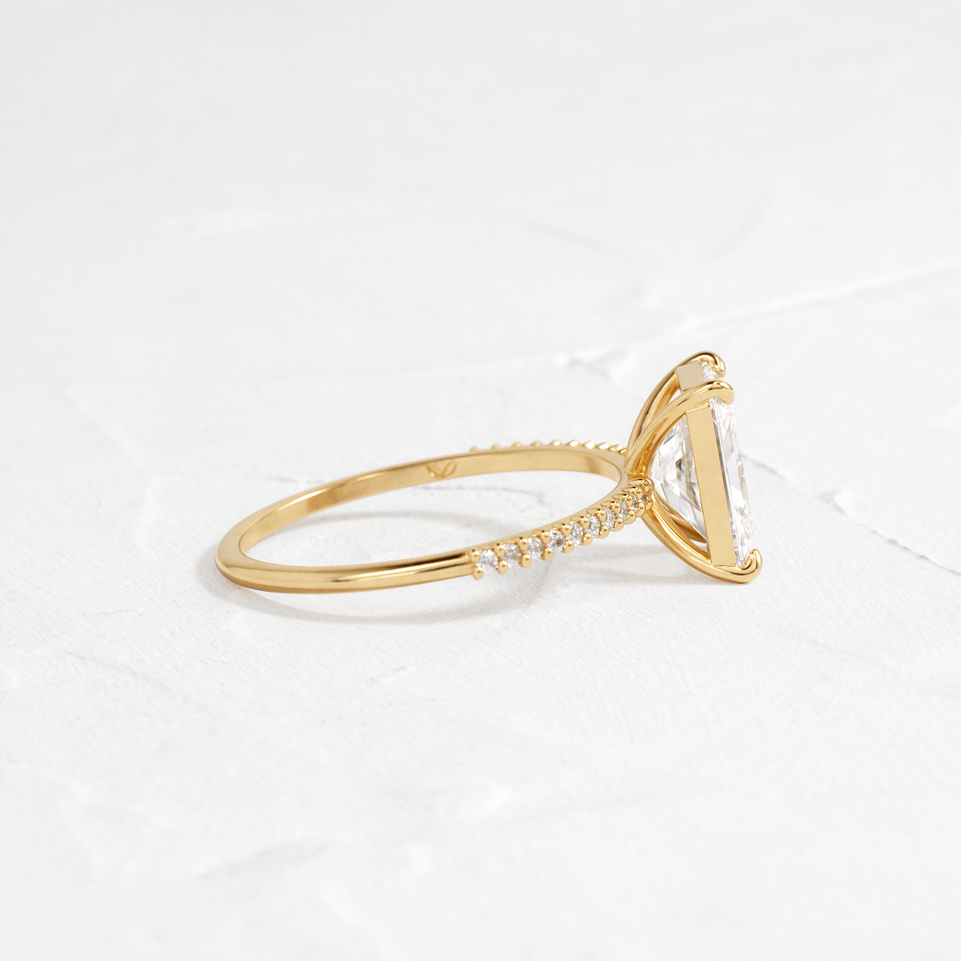Pave-Radiant Lab Grown Diamond Engagement Ring