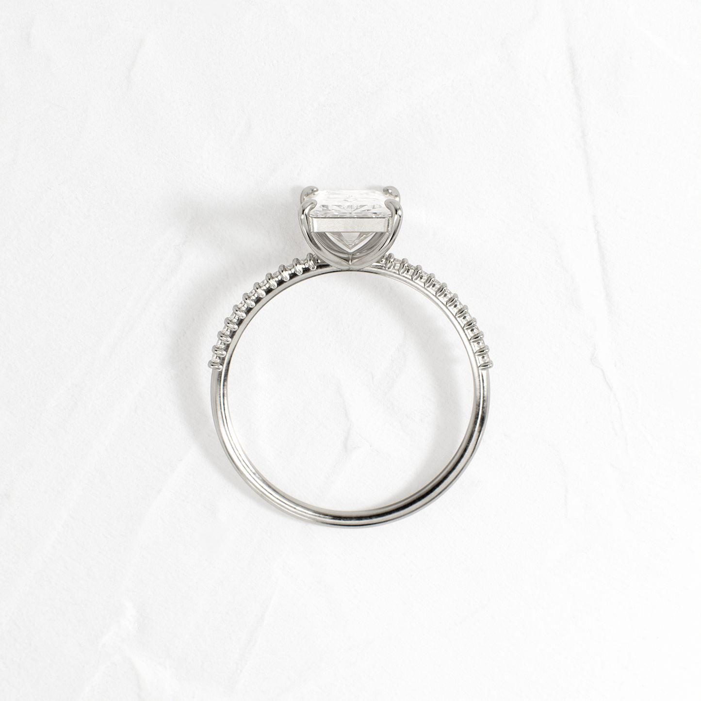Pave-Radiant Lab Grown Diamond Engagement Ring