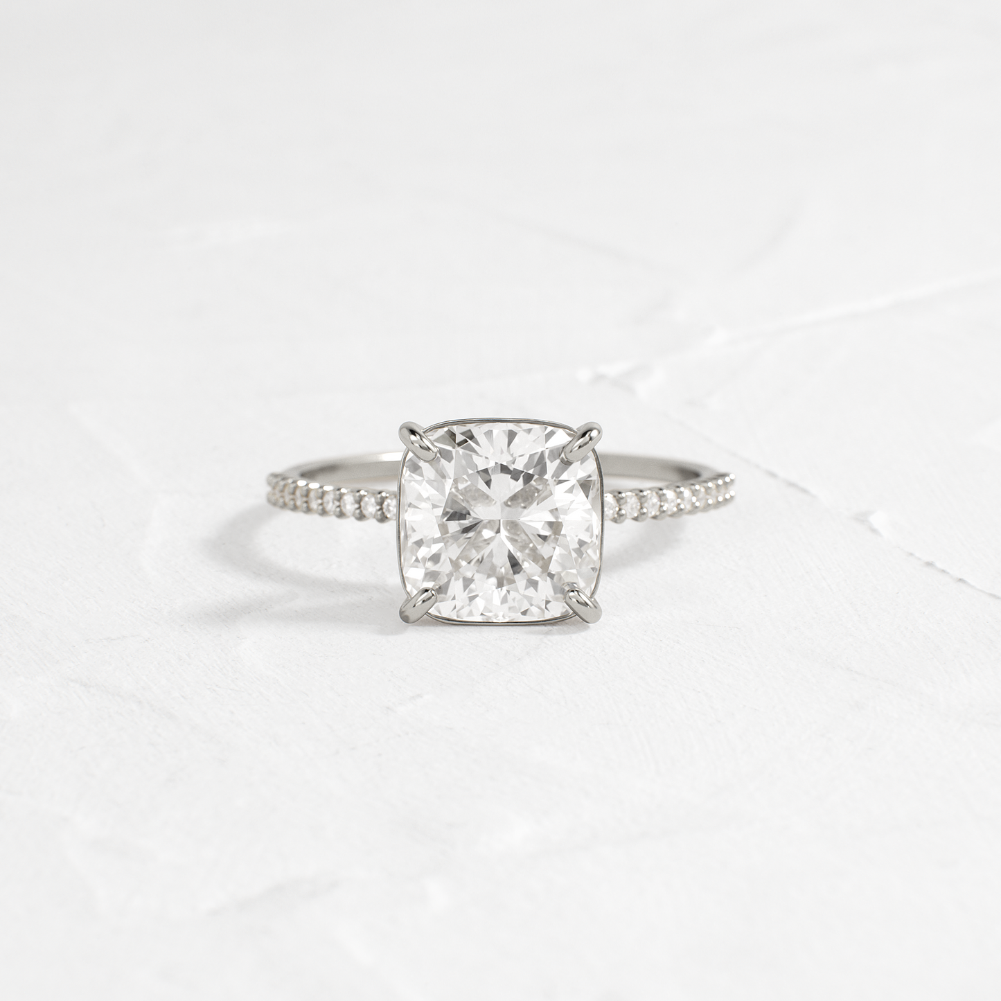 Pave-Cushion Lab Grown Diamond Engagement Ring