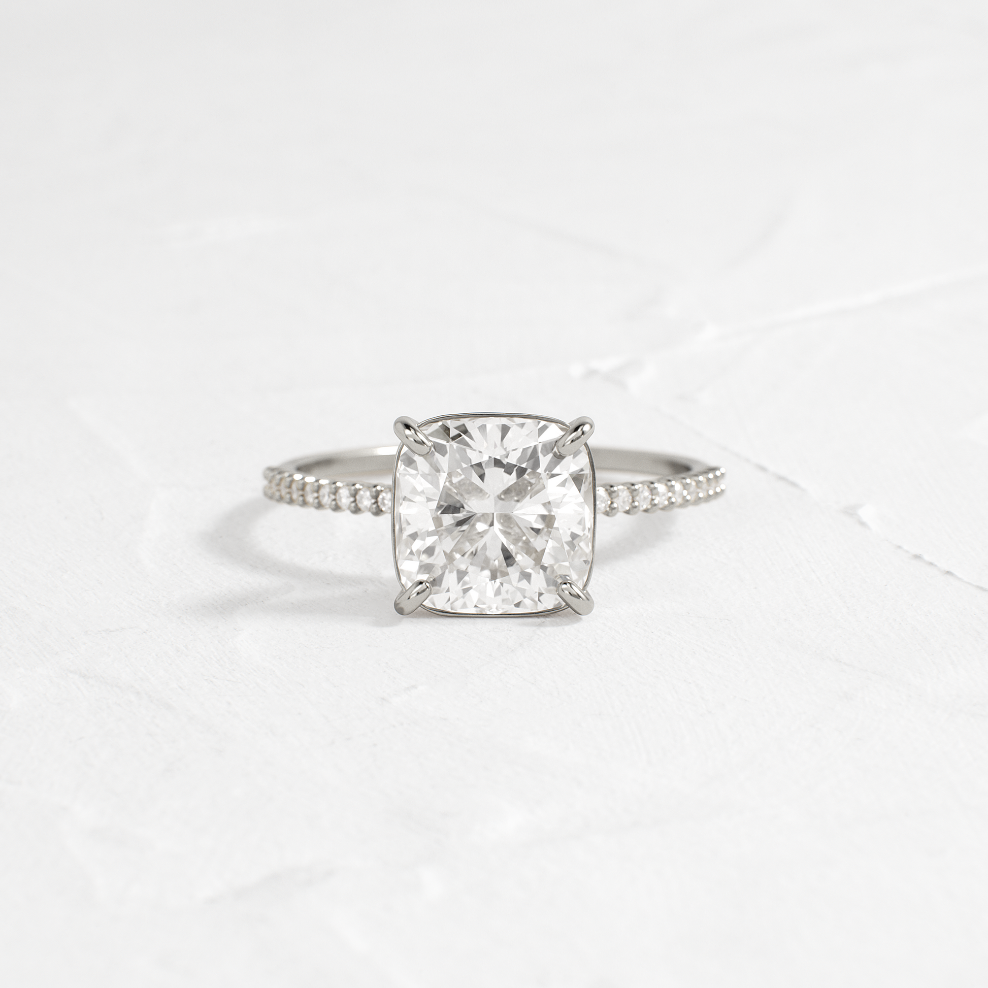 Pave-Cushion Lab Grown Diamond Engagement Ring