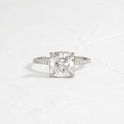 Pave-Cushion Lab Grown Diamond Engagement Ring