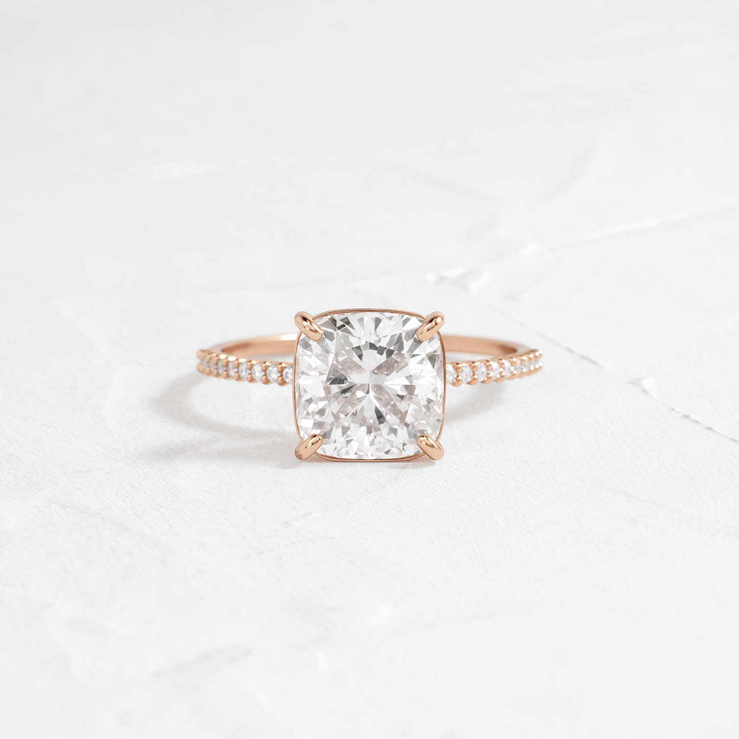 Pave-Cushion Lab Grown Diamond Engagement Ring
