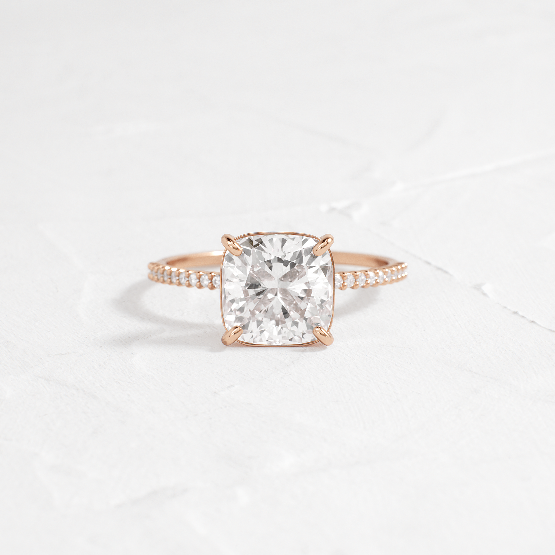 Pave-Cushion Lab Grown Diamond Engagement Ring