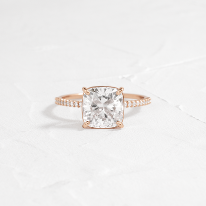 Pave-Cushion Lab Grown Diamond Engagement Ring